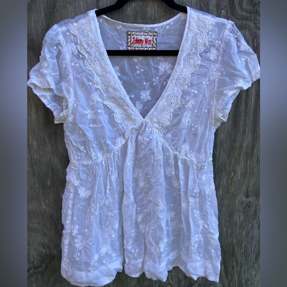 Johnny Was White Romantic Top